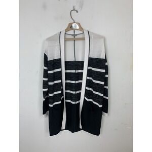 T by Talbots Womens Cardigan Small Black Beachy Coastal Lounge Comfy Travel